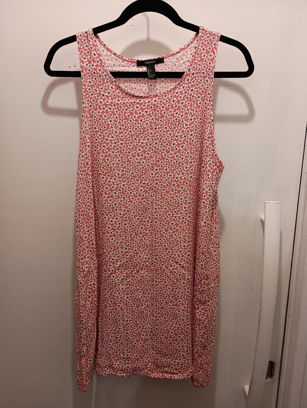 Forever 21, Coral Pink Floral Tank Mini Dress